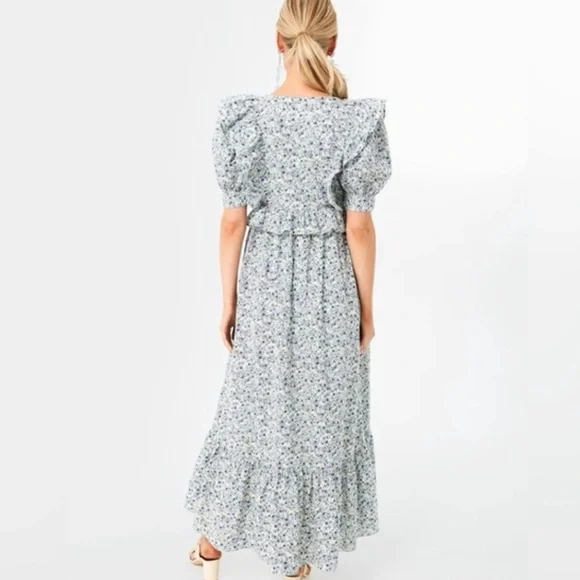 Tuckernuck Hyacinth House Meadow Floral Puff Sleeve Ruffle Dress - Picture 2 of 9